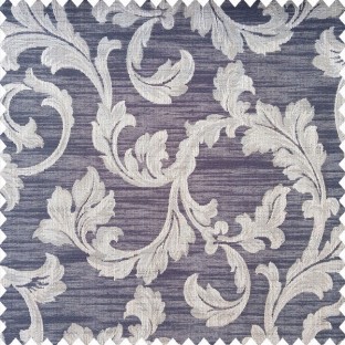 Navy blue brown and grey color traditional floral leaf swirl designs with texture finished horizontal lines polyester main curtain